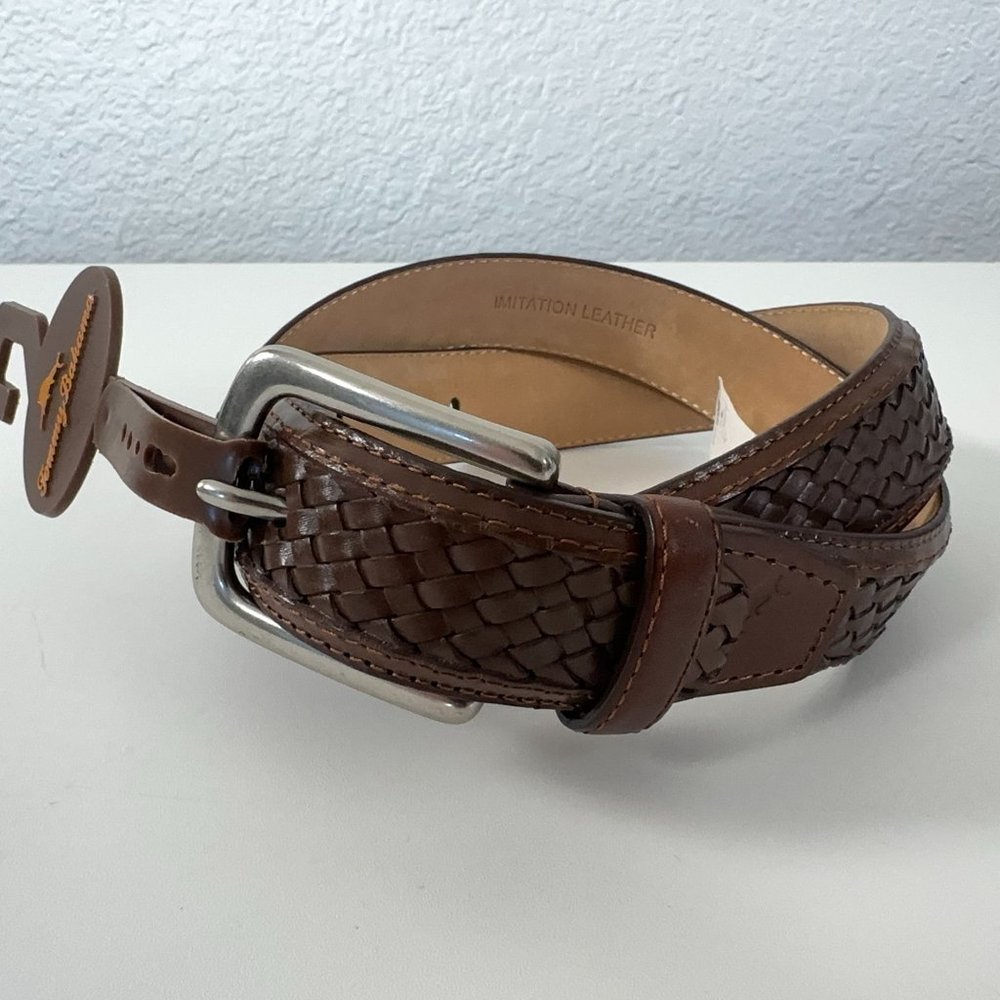 Tommy Bahama Braided Imitation Vegan Leather Belt in Brown Men's Size 32